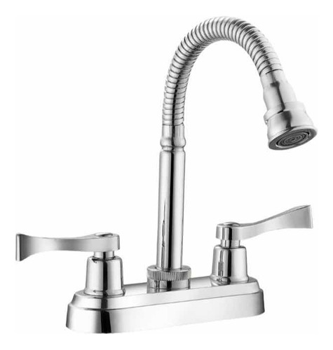 Llave Mezcladora Para Lavabo Cuello Flexible Cuerpo Latón Acabado Cromado Color Plateado