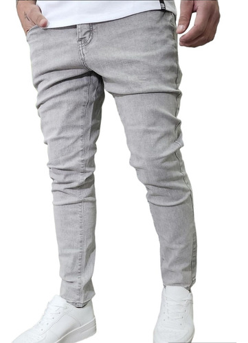 Pantalon Gris De Hombre Rasgados Elásticados Original