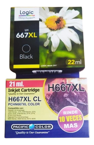 Pack 2 Tintas 667 Xl  G&g Negro Y Color Alto Rendimiento