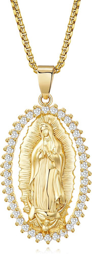 Collar De Virgen De Guadalupe Chapado En Oro De 18 Quilates.