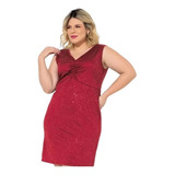 Vestido Bordo Com Brilho Plus Size 