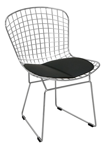 Modmade Silla De Malla De Metal Cromado, Color Negro