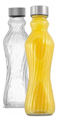 2 Botellas Agua Jugo Vidrio Tapa Rosca 1000ml Hermética