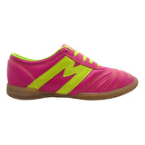 2449- Tenis Futbol Manriquez Kid Mid Tm Fucsia/amarillo 