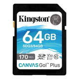 Tarjeta De Memoria Sd 64gb Kingston Go Plus U3 V30 4k 170mb/s