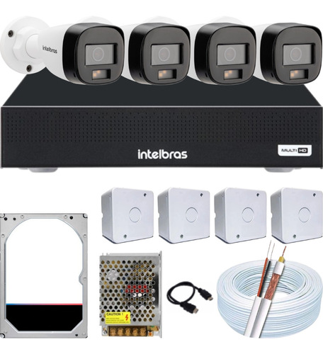 Kit 4 Cameras Intelbras 1080p Full Color Hd 2 Tb Dvr 8ch