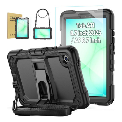 9H Mica + Funda Para Samsung Galaxy Tab A11（8.7 Pulgada） 2025\u002FGalaxy Tab A9 8.7 Pulgada 2023 (sm-x130\u002Fx133\u002Fx135\u002Fsm-x110\u002Fx115\u002Fx117) Con Vidrio Templado + Correa de hombro Negro | Meses sin interés