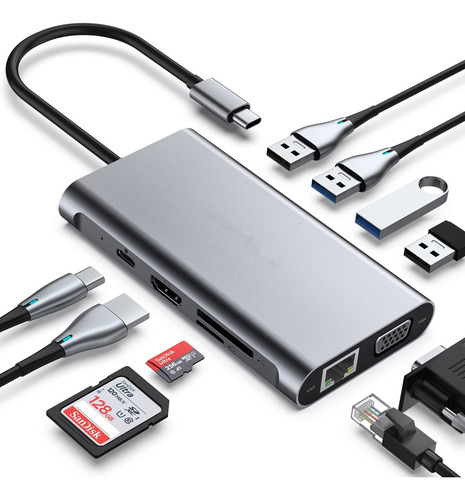 Hub Usb Tipo C Adaptador Hdmi Macbook Pro 4k Micro Sd Mac