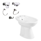 Juego Baño Bidet Roca Italiana + Accesorios Aqualaf 5 Piezas