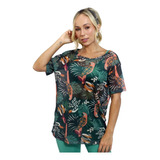 Camisa Blusa Tule Estampada Com Manga Academia Esporte