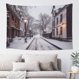 Adanti Snow Street Print Tapestry Decorative Wall Soft Wide.