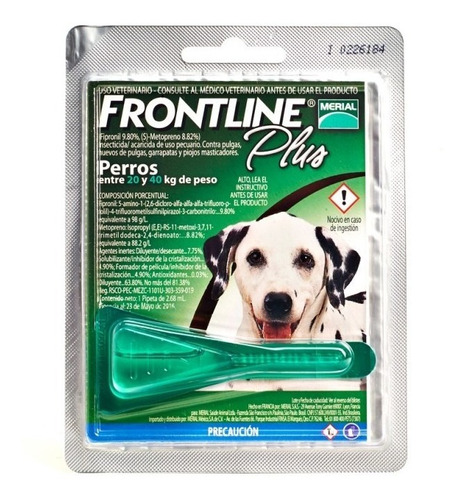 Frontline Plus Pipeta Pulga Y Garrapata Perro De 20 A 40 Kg