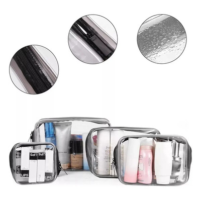 Kit 4 Neceser Organizador De Viaje Transparente Cosmetiquera | MercadoLibre