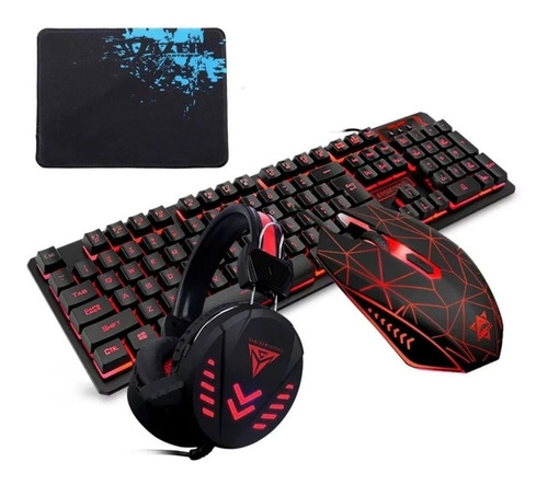 Set  Gamer Teclado Retroiluminado+mouse+ Headset Y Mousepad