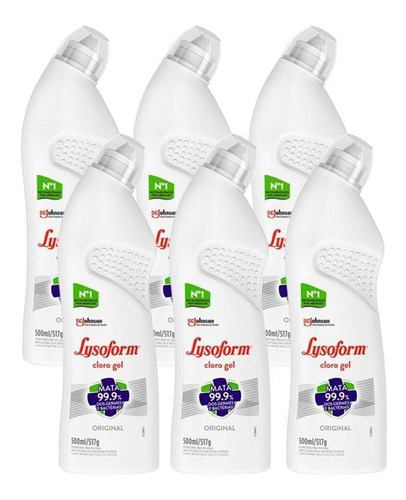 Kit 6 Desinfetante Lysoform Uso Geral Cloro Em Gel 500ml