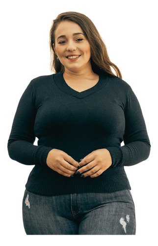 Sueter Feminino Trico Blusa Lã Tricot Plus Size 46 Ao 52