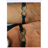 Par Pulseras Acero Infinito Y Cuero Pareja Amistad Mamá Hijo