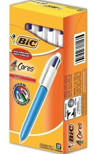 Caneta Esferografica Bic Retratil 4 Cores Caixa C/12 Und