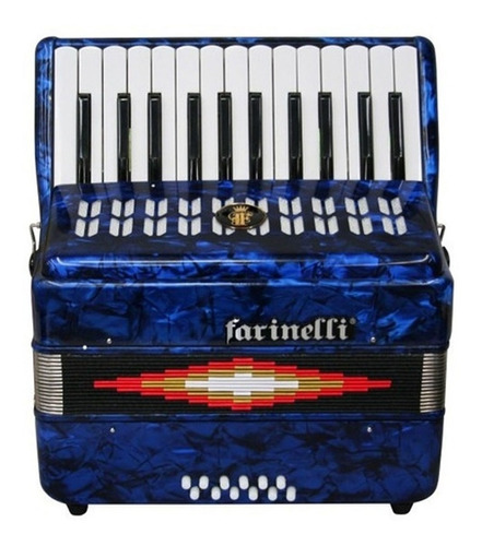 Acordeon Farinelli 25 Teclas 12 Bajos Azul 1302a Con Estuche