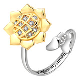 Anillo Giratorio De Flores De Sol Ajustable Mujer Simple