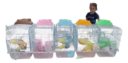 Jaula Hamster Casa Con Accesorios Bebedero, Rueda, Tobogán Y