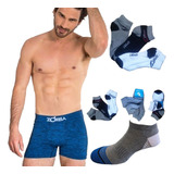 Combo De 9 Boxer Zorba Hombres Algodon + 9 Pares De Medias