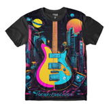 Camiseta Infantil Guitarra Music Som Moda Kids Neon Style 