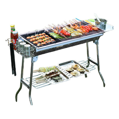 Parrilla Carbón Plegable 100*33.5cm con Plancha y Rejilla, Asador Parrilla Grill Acero Inoxidable Portatil con Cesta, Juego de Parrilla Barbacoa para Carne Asada Camping Picnic Playa Jardín Exterior | Envío gratis