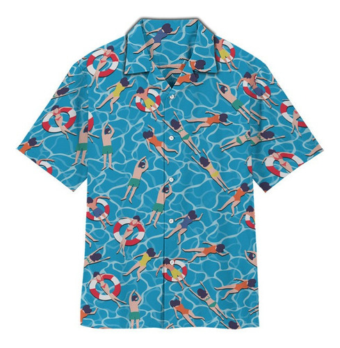 Ads Camisa Hawaiana Unisex Azul For Nadar, Camisa De Playa