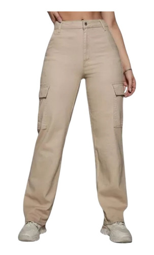 Pantalon Holgado De Mujer Beige 