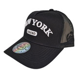 Gorro Jockey Trucker Double Aa Negro New York Blanco