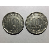 2 Monedas Arg Conm.150ªaniv.declaracion Indep. 10pesos-usada