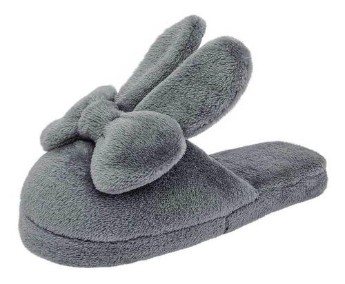 Pantufla Conejo Huarachetas Papz20017 Gris Para Mujer Tx6