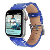 Pulseira Couro Genuino 100% Compatível Apple Watch 45mm Cor Azul Largura 45 Mm