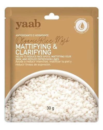 Mascarilla Facial Para Piel Mixta Yaab Beauty Skincare Arroz Orgánico 30g