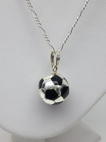 Dije Balon Futbol Plata Ley .925 Incluye Cadena Mod005