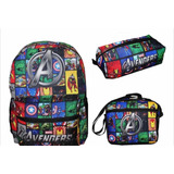 Mochila Os Vingadores Costas Escolar Lancheira E Estojo