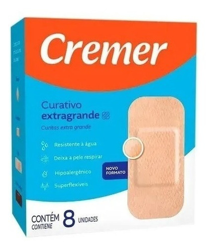 Curativo Transparente Extra Grande Comum Bege C/8 Cremer Nome Do Desenho Bege