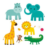 Decoración Cuarto Infantil Animalitos De Selva Sticker 80x60