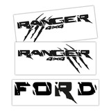 Vinil Sticker 3 Pzs Ford Ranger Garra 4x4 Lateral Caja Batea