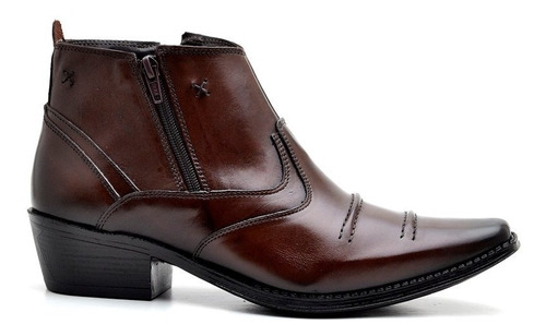 Bota Country Texana Masculina Cano Curto Couro Legítimo 