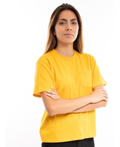 Polera Manga Corta Mujer Spitfire 360 Con Bolsillo Amarillo