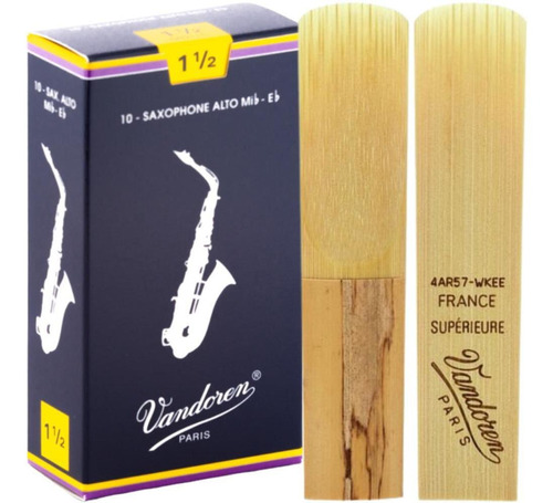 10 Palheta Sax Alto Vandoren Tradicional N° 1,5 Profissional