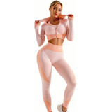 Conjunto De Tres Piezas Pink Tangerine Yoga Fitness