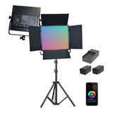 Iluminador De Led Rgb Painel Fotografia + Tripé Pro Led-900 Estrutura Preto Luz Branco Frio / Quente 110v/220v