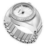 Reloj Fossil Forma De Anillo Plateado Color Del Bisel Plata