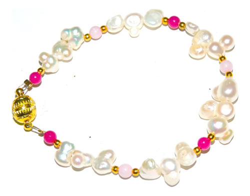 Pulsera 18 Perlas Cultivada 8 Mm Color Blanca 