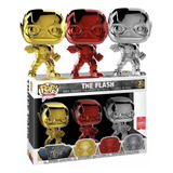 Set Flash 3pz Chrome Sdcc 2018 Funko  Convention Exclusivos