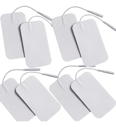 8 Electrodos Parches Pads Cola De Raton Tens Ems 10x5 Cm Color Blanco