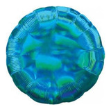 4 Globos Circulo Iris Cyan Azul Iridscente Met 18 Fiesta Dec